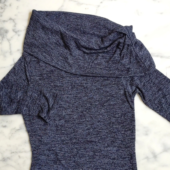 Long Lightweight Top with large Cowl Neck one side off shoulder and 3/4 sleeves. - Picture 3 of 5